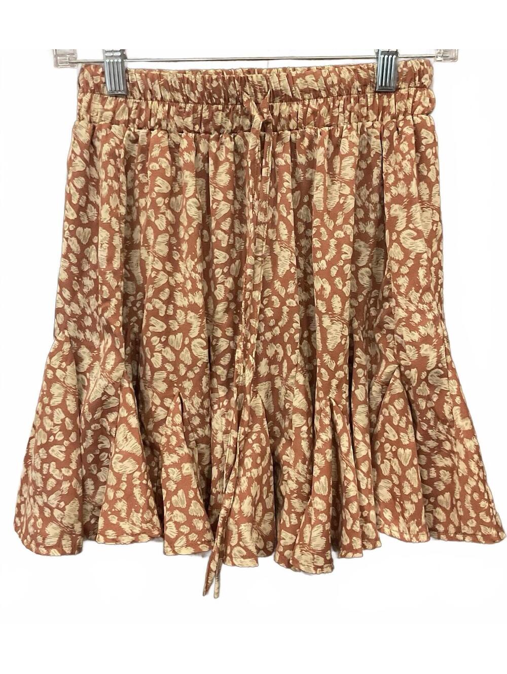 &Merci Womens Elastic Waist Brown/design Skirt Size Small